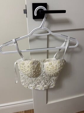 Windsor Ivory Beaded Lace Crop Top